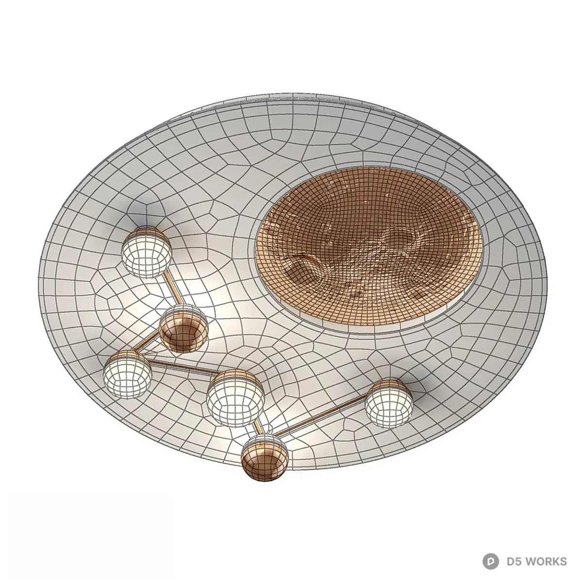 Modern Moon Design Ceiling Light 3d model thumbnail 3