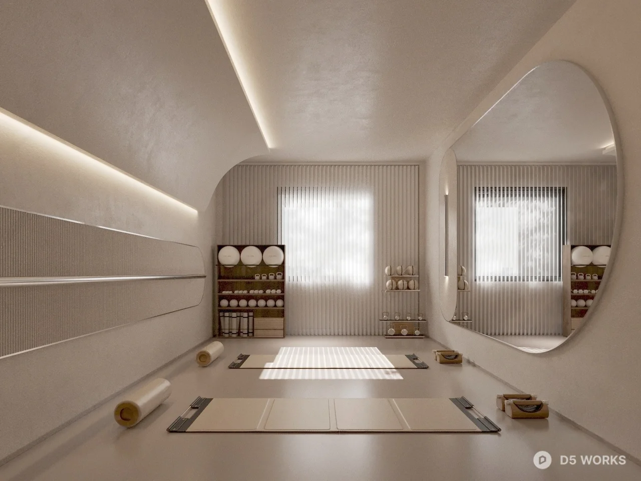 Minimalist Yoga Studio with Ambient Lighting 3d model - Image 1