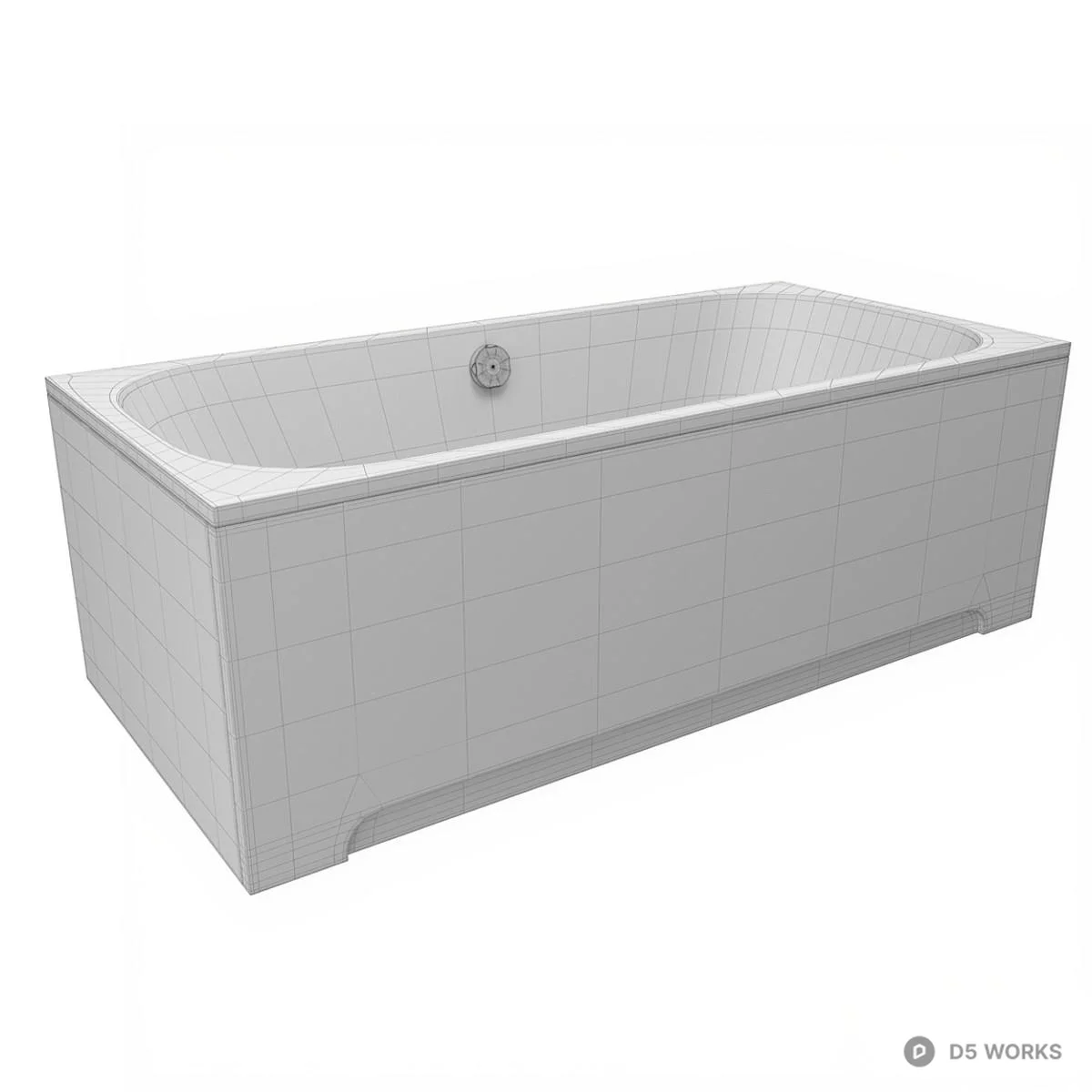Minimalist White Bathtub 3d model thumbnail 3