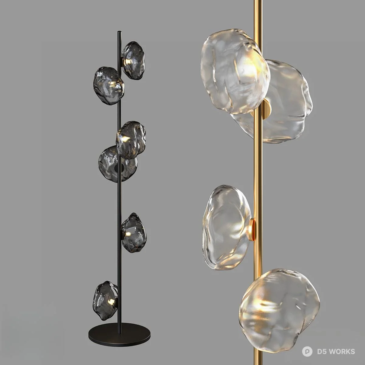 Minimalist Organic Glass Floor Lamp 3d model - Image 1