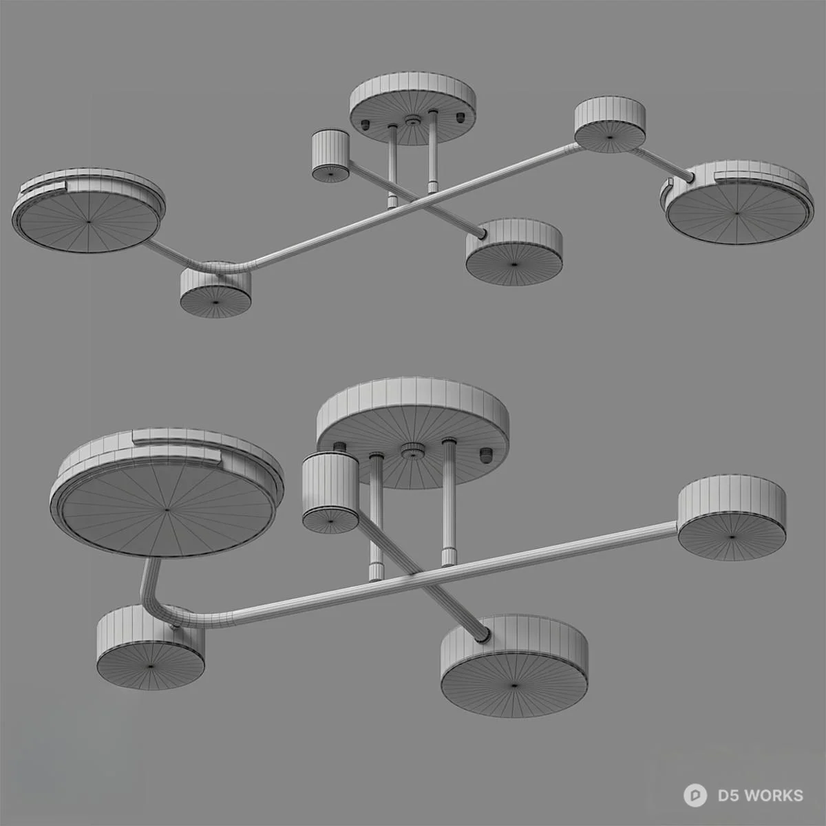 Modern Black And Gold Ceiling Light 3d model thumbnail 2