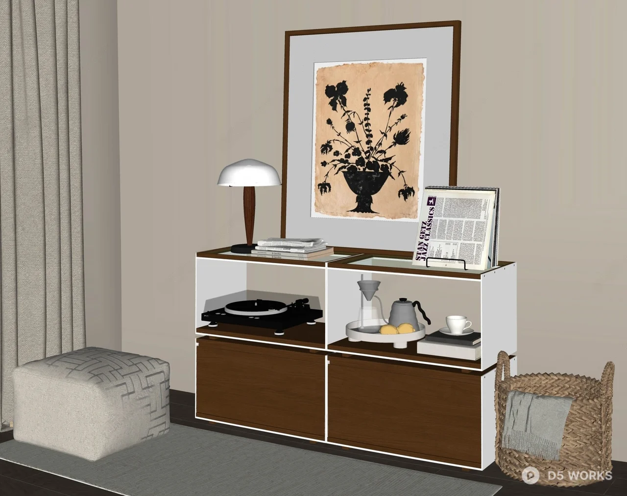 Mid Century Modern Sideboard 3d model thumbnail 2
