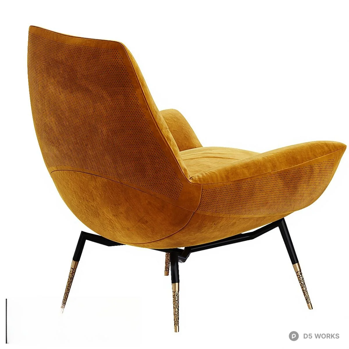 Velvet Upholstered Lounge Chair 3d model thumbnail 4