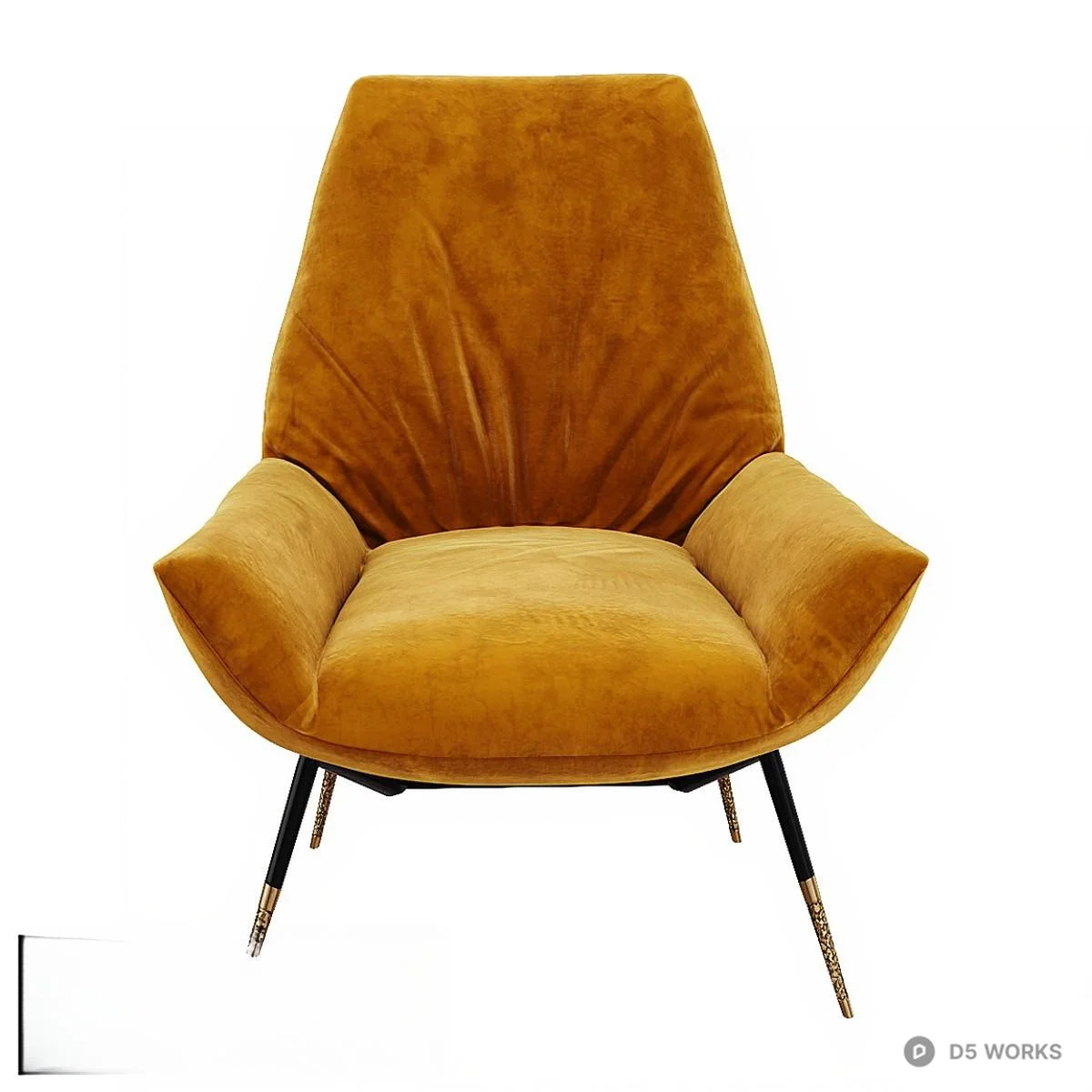 Velvet Upholstered Lounge Chair 3d model thumbnail 2