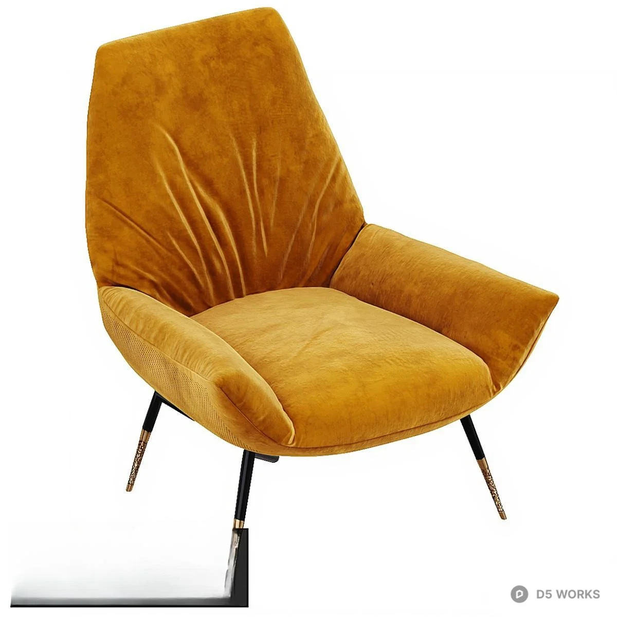 Velvet Upholstered Lounge Chair 3d model thumbnail 3