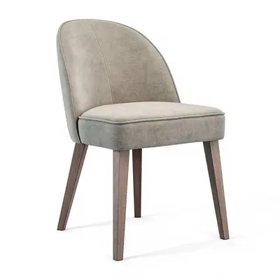 Wooden Leg Armchair With Textured Fabric 3d model