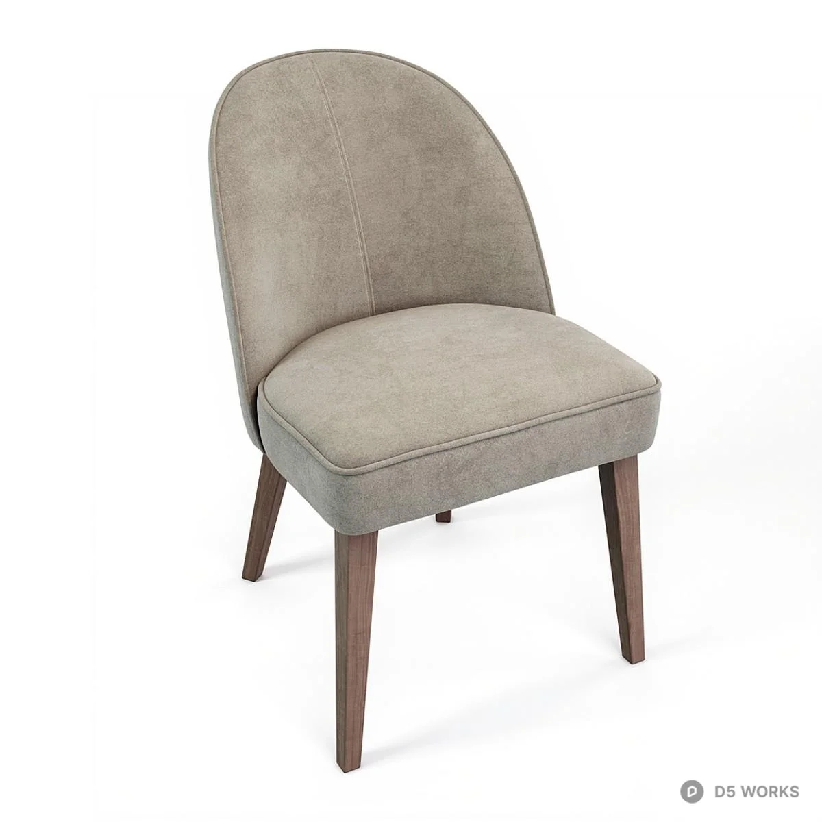 Wooden Leg Armchair With Textured Fabric 3d model thumbnail 3