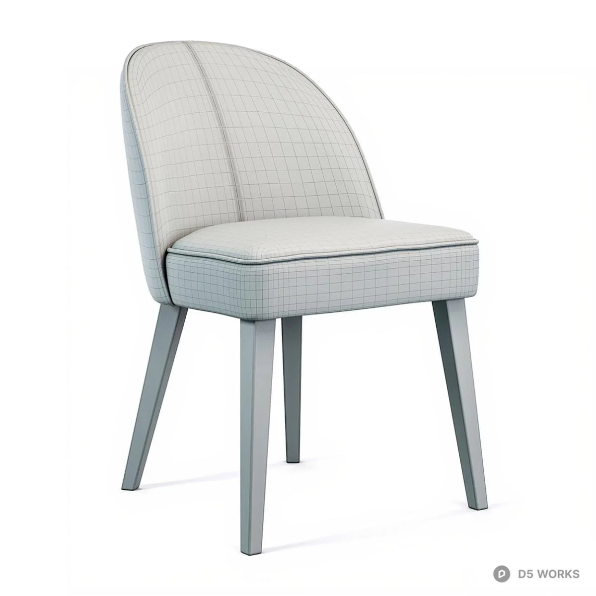 Wooden Leg Armchair With Textured Fabric 3d model thumbnail 5