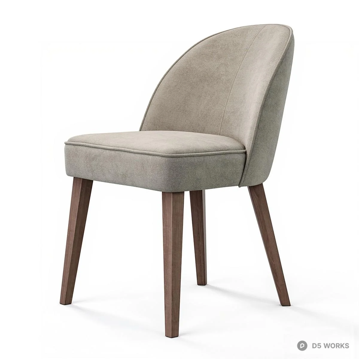 Wooden Leg Armchair With Textured Fabric 3d model thumbnail 4