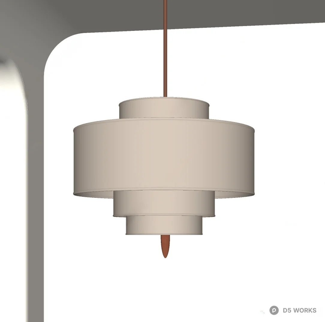 Tiered Fabric Pendant Light 3d model thumbnail 2