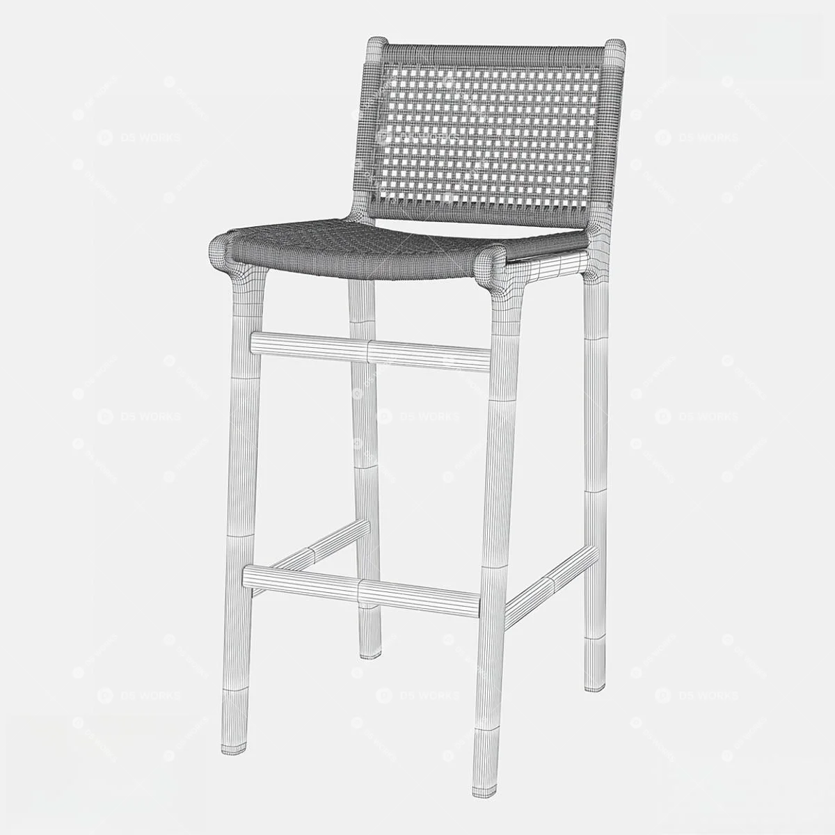 Southeast Asian Bar Chair 3d model thumbnail 2