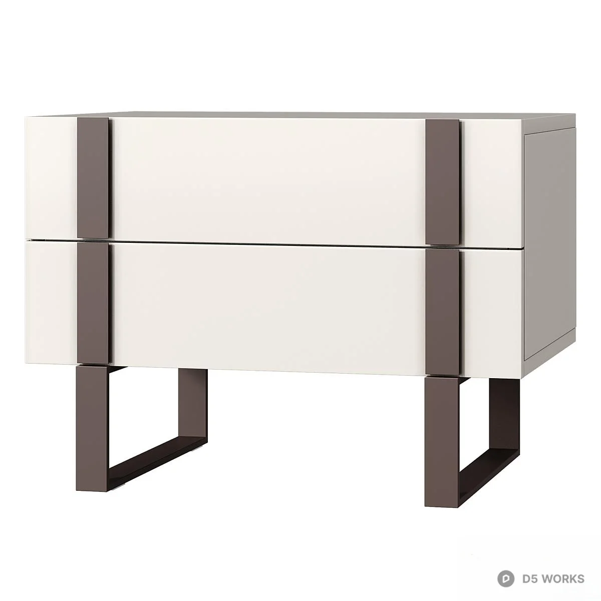 Minimalist Two-Drawer Bedside Cabinet 3d model - Image 1