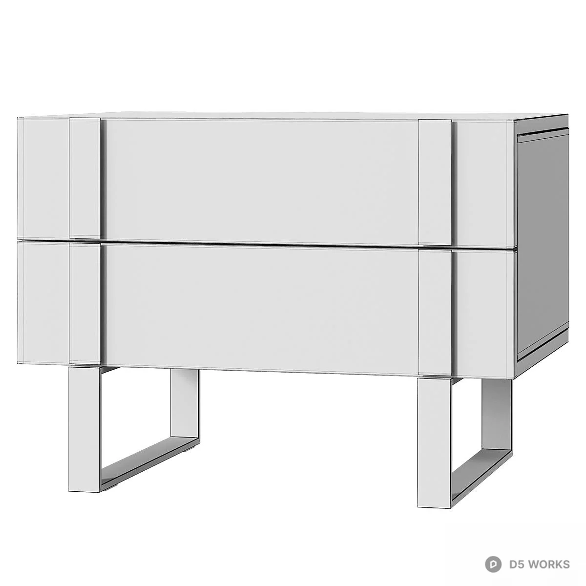 Minimalist Two-Drawer Bedside Cabinet 3d model thumbnail 2