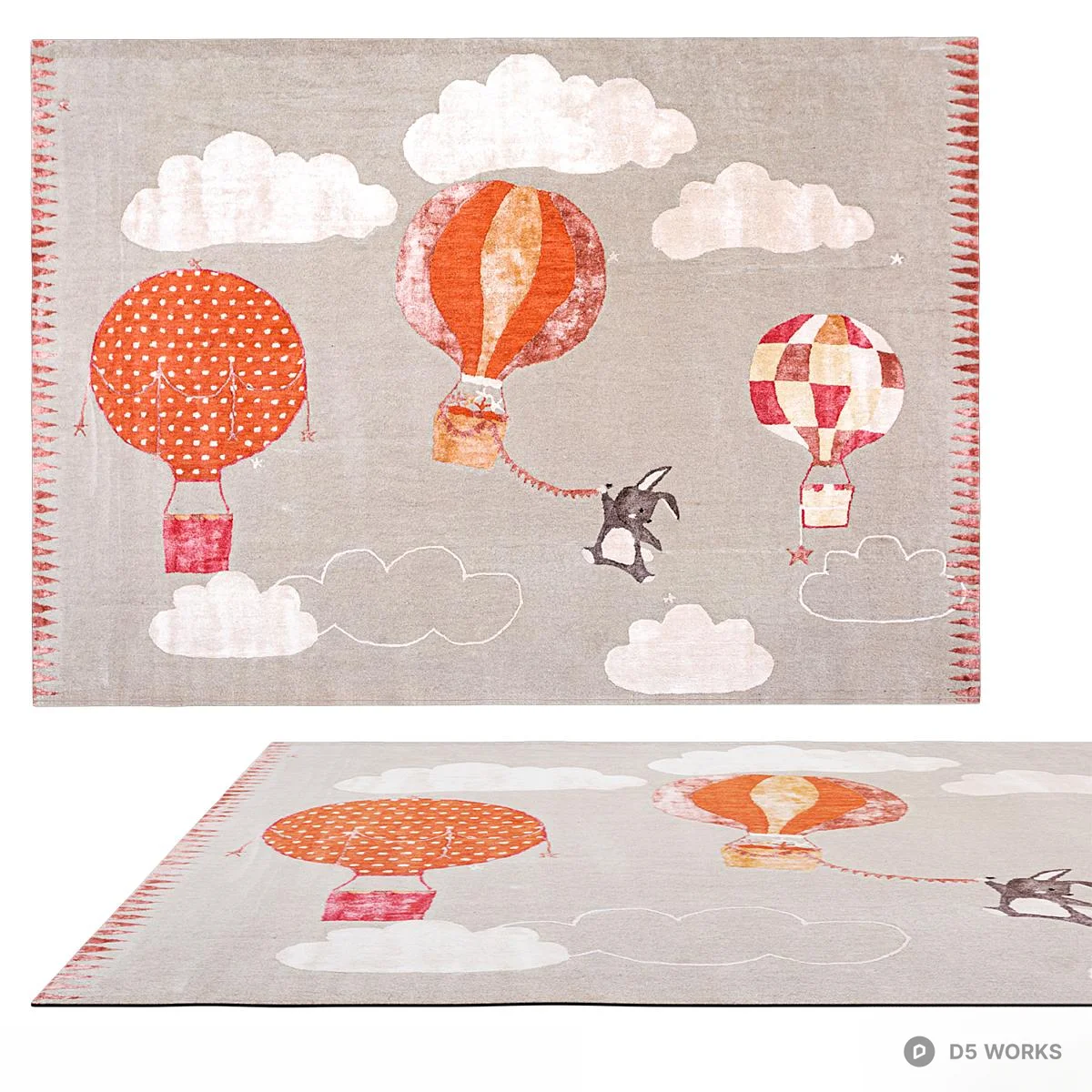 Free Hot Air Balloon Pattern Children's Rug 3D Model .max