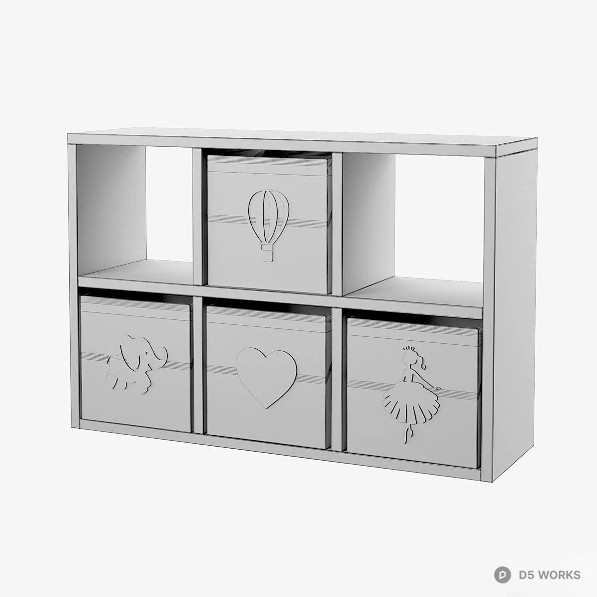 Decorative Storage Cabinet With Animal And Balloon Motifs 3d model thumbnail 2