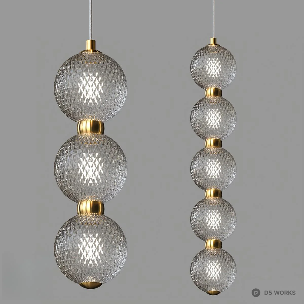 Faceted Glass Pendant Light 3d model - Image 1