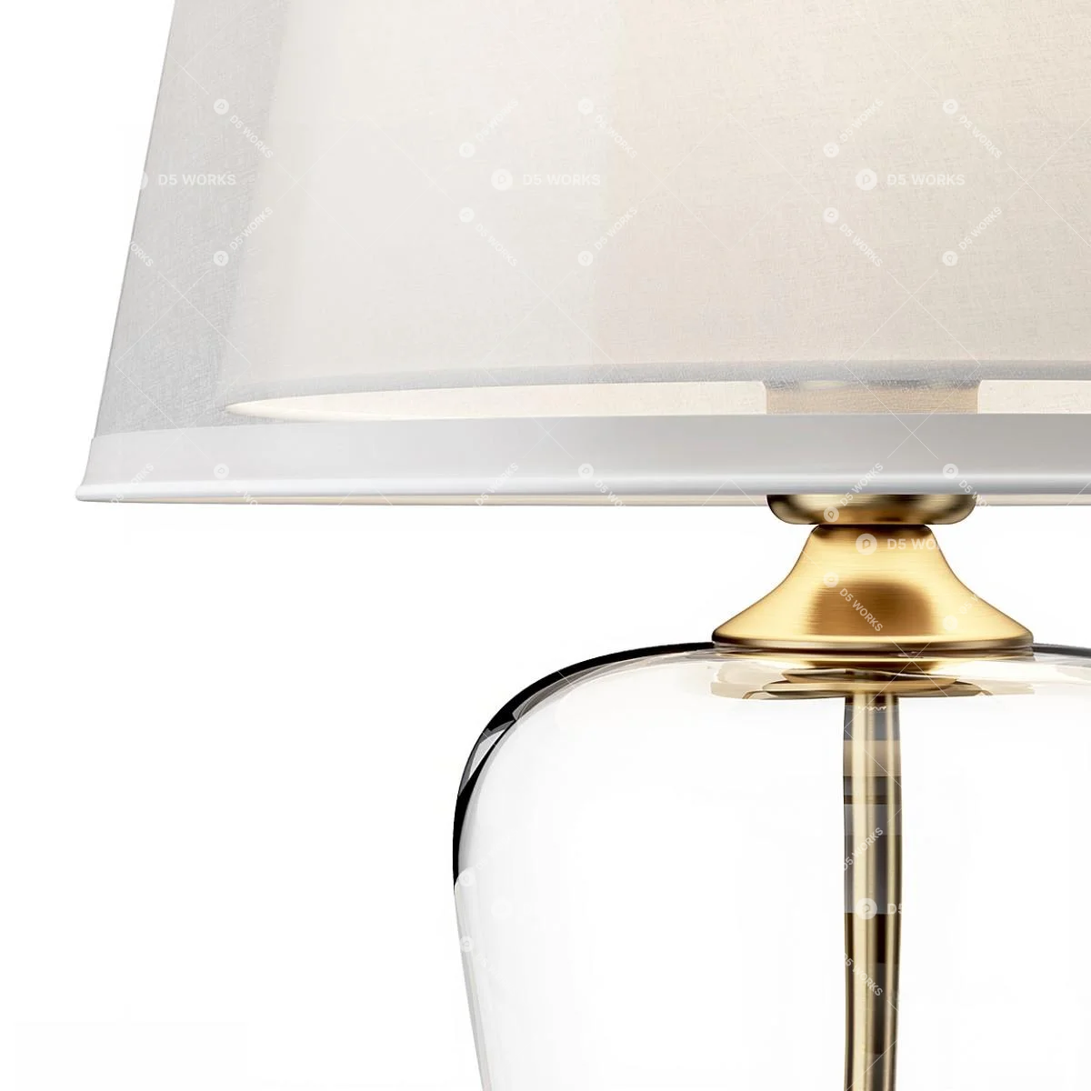 Crystal Base Table Lamp With Fabric Shade 3d model thumbnail 4