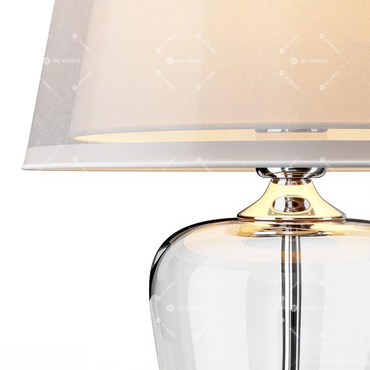 Crystal Base Table Lamp With Fabric Shade 3d model thumbnail 5