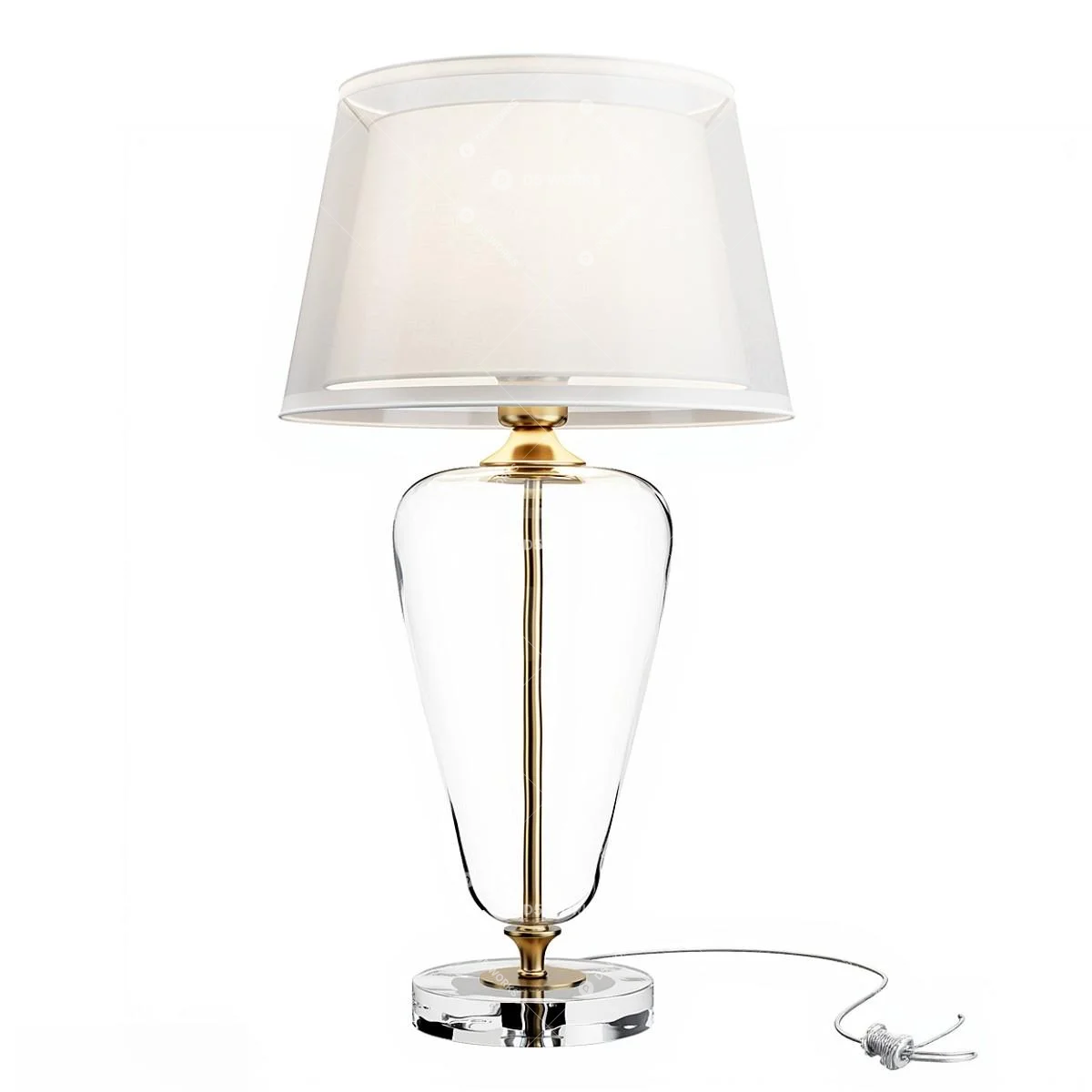 Crystal Base Table Lamp With Fabric Shade 3d model thumbnail 2