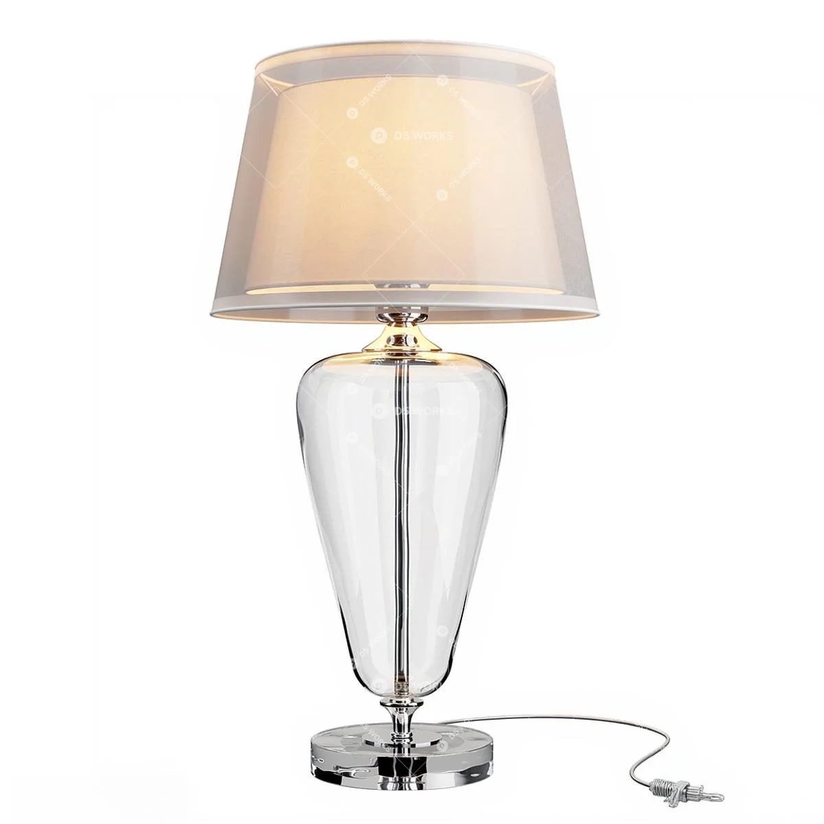 Crystal Base Table Lamp With Fabric Shade 3d model thumbnail 3