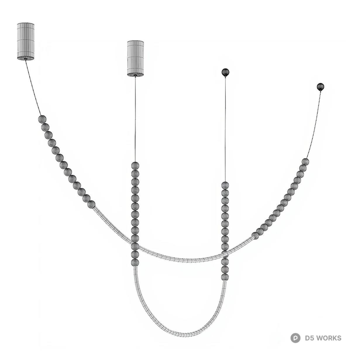Beaded String Pendant Light 3d model thumbnail 2