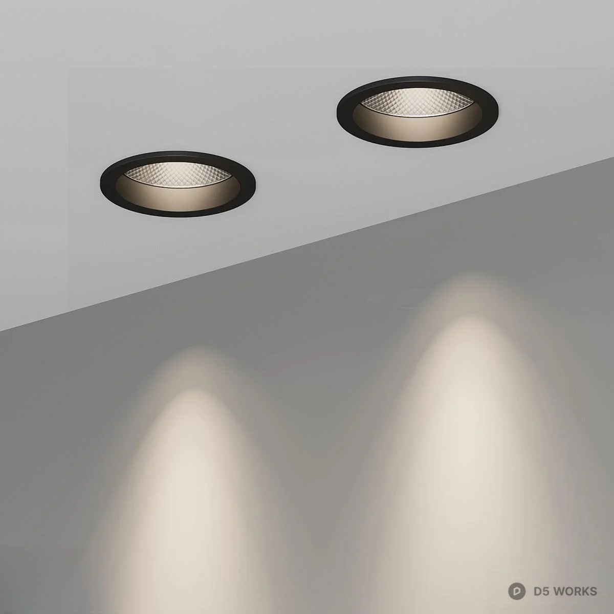 Modern Recessed Downlight With Honeycomb Reflector 3d model thumbnail 4