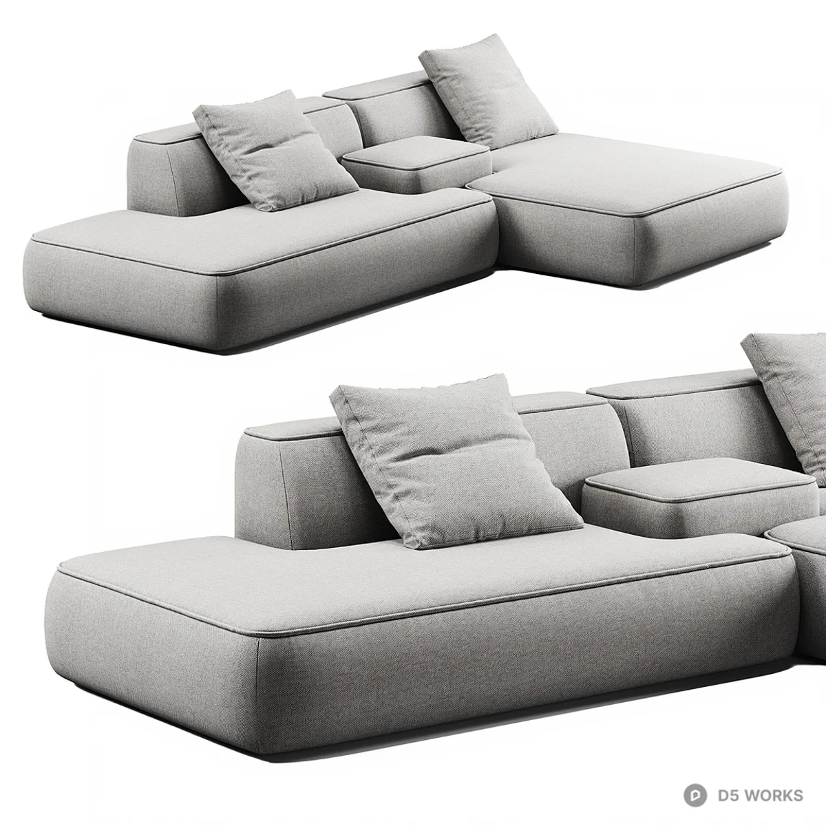 Modular Sectional Sofa With Minimalist Design 3d model thumbnail 2