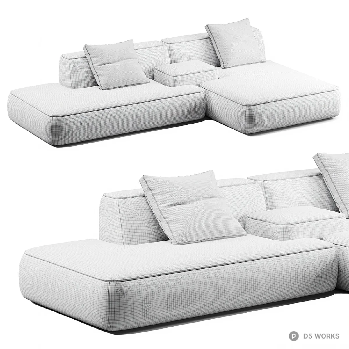Modular Sectional Sofa With Minimalist Design 3d model thumbnail 4