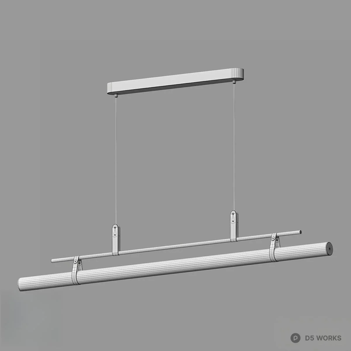 Minimalist Linear Pendant Light With Dual Spheres 3d model thumbnail 2