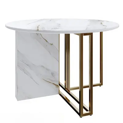 Marble Top Dining Table With Gold Metal Legs 3d model