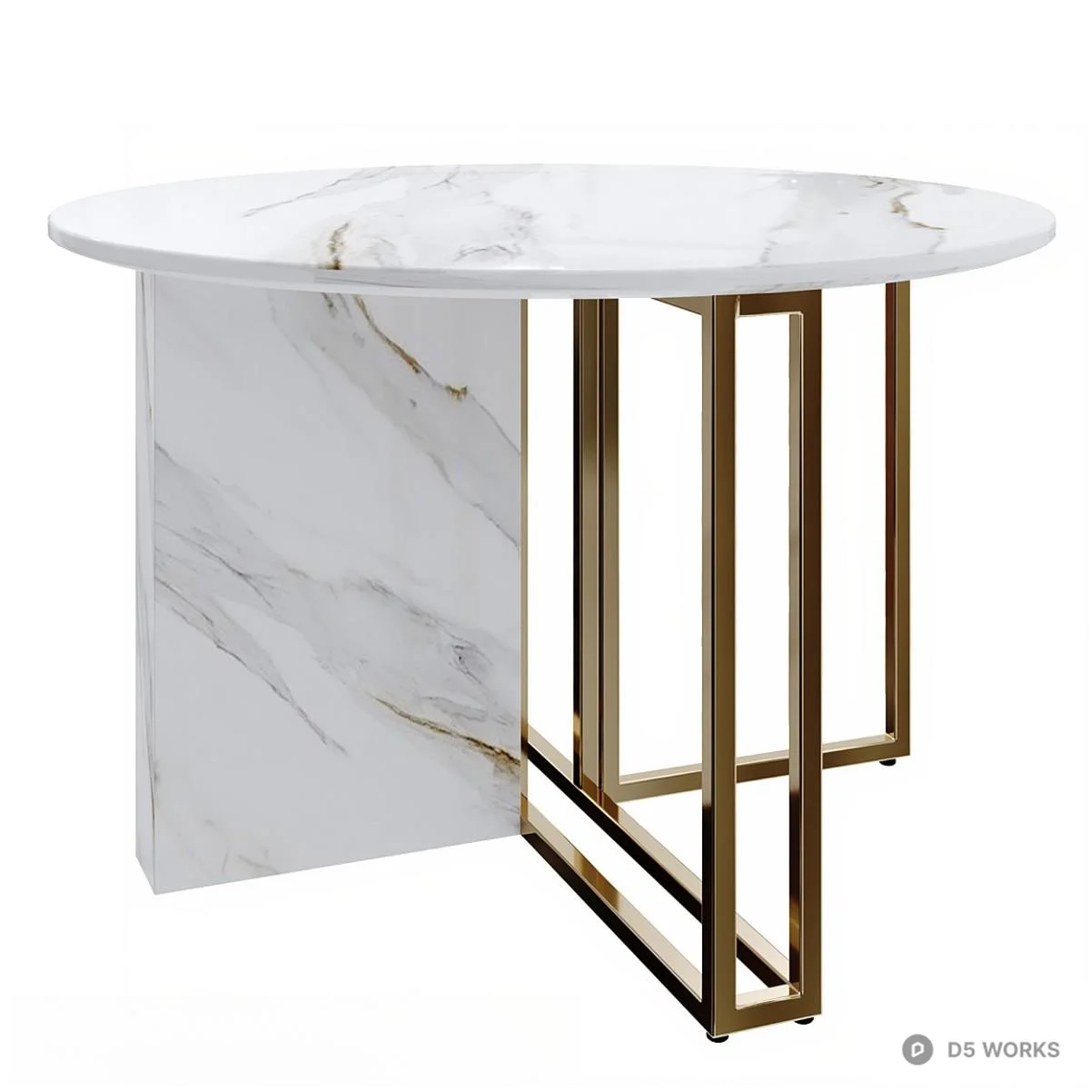 Marble Top Dining Table With Gold Metal Legs 3d model - Image 1