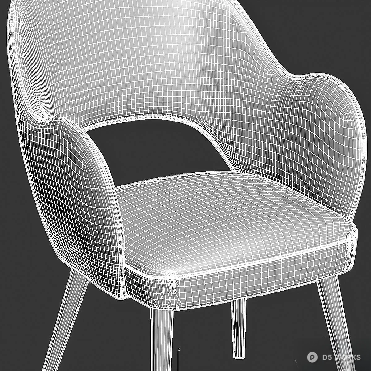 Velvet Armchair With Wooden Legs 3d model thumbnail 2