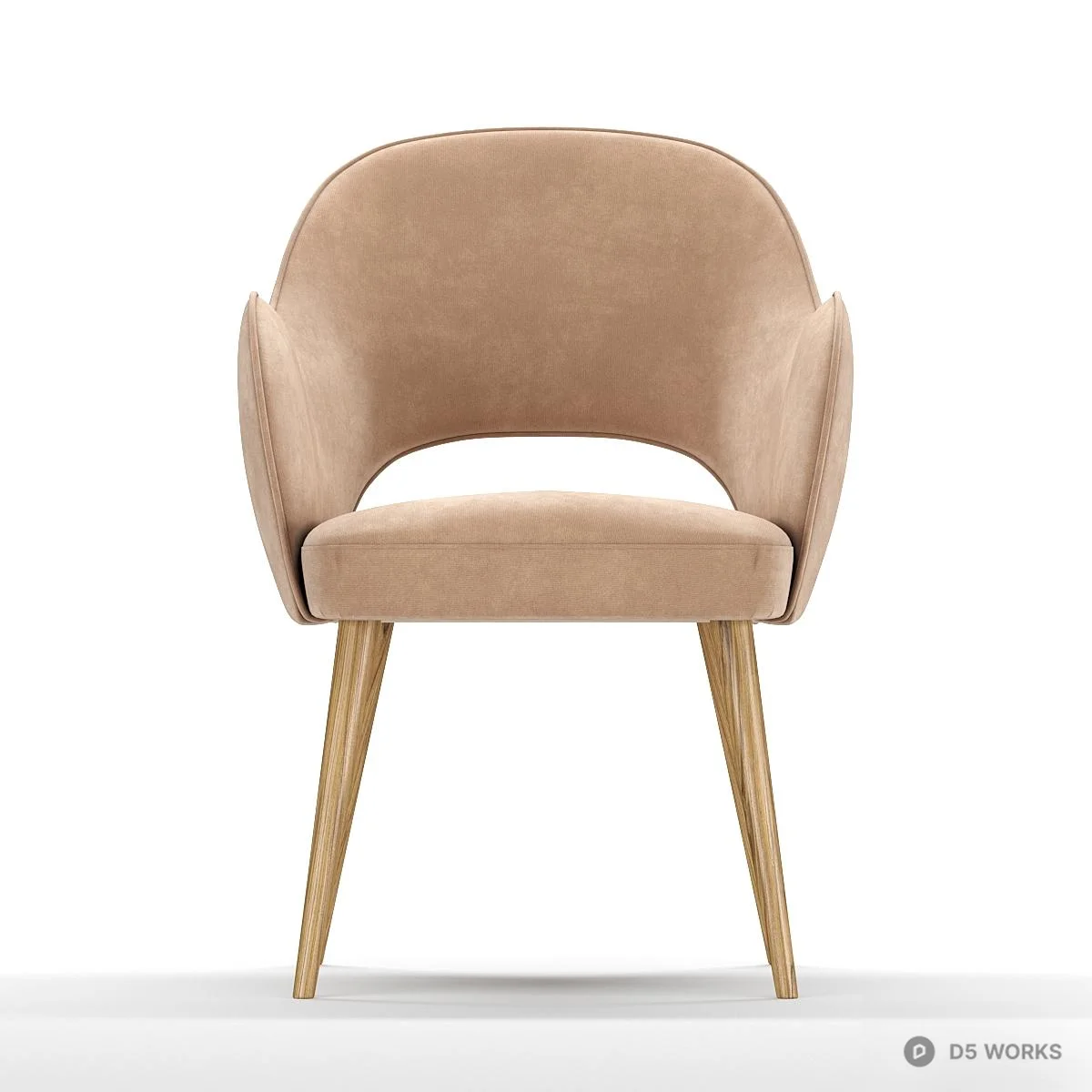 Velvet Armchair With Wooden Legs 3d model thumbnail 3