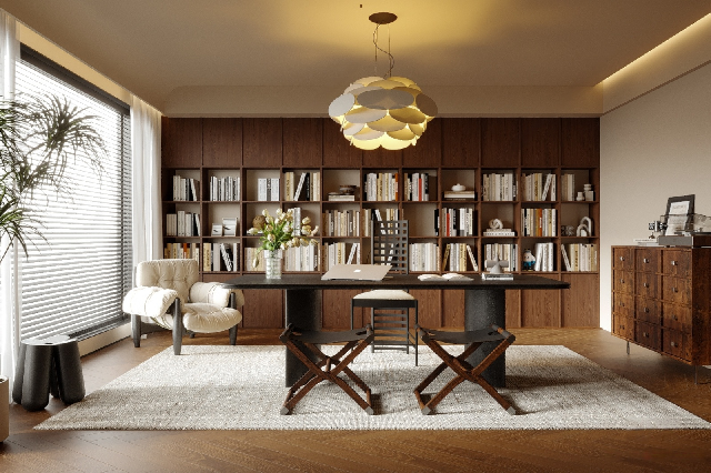 Mid-Century Modern Study Room