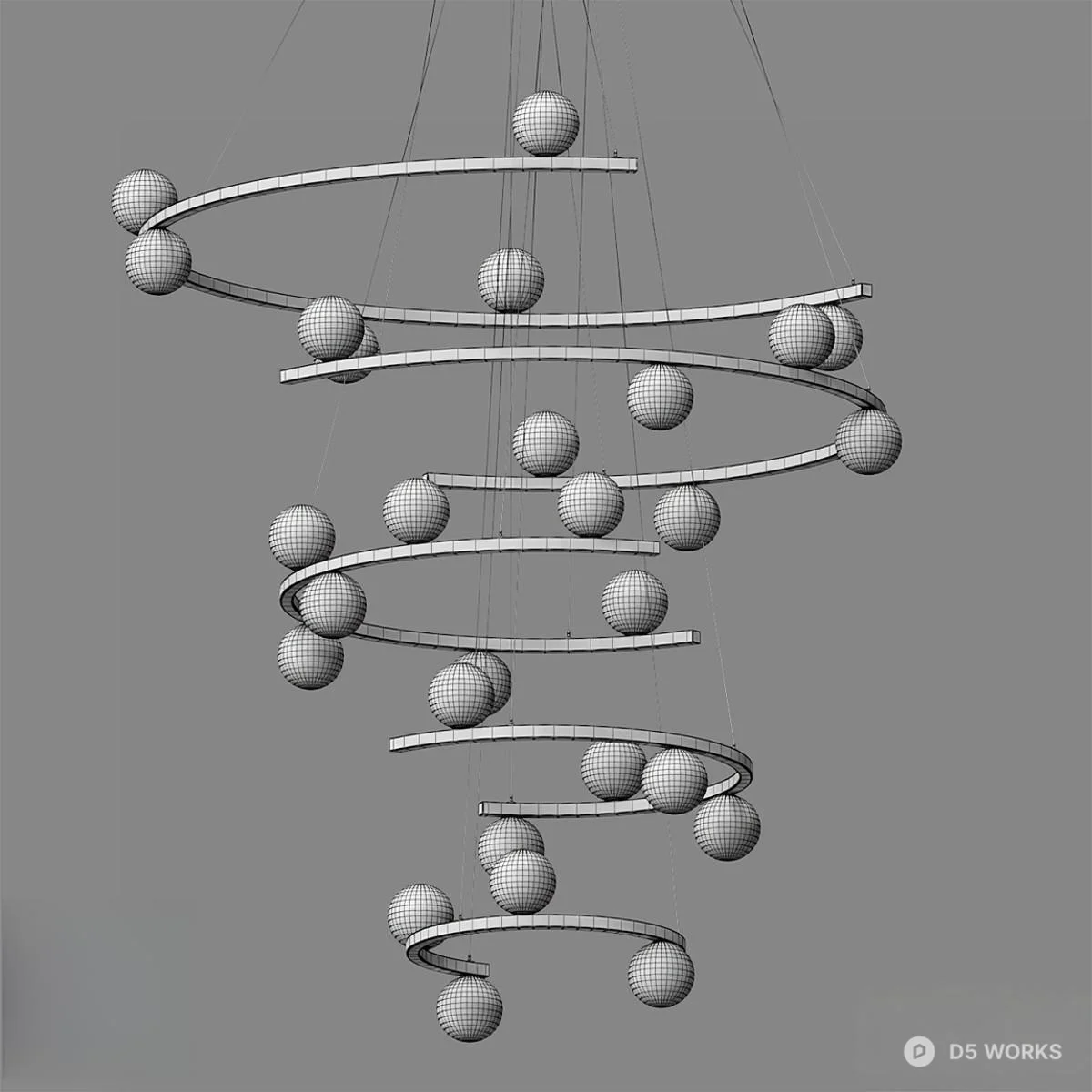 Spiral LED Pendant Light 3d model thumbnail 2