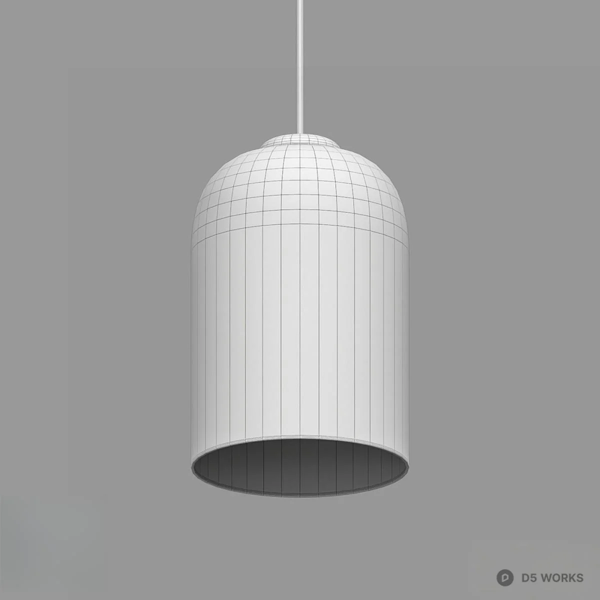Smoked Glass Pendant Lamp With Edison Bulb 3d model thumbnail 2