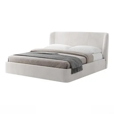 Minimalist Upholstered Platform Bed 3d model
