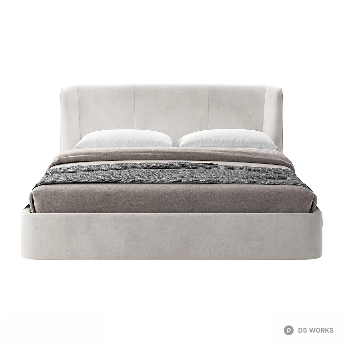 Minimalist Upholstered Platform Bed 3d model thumbnail 2