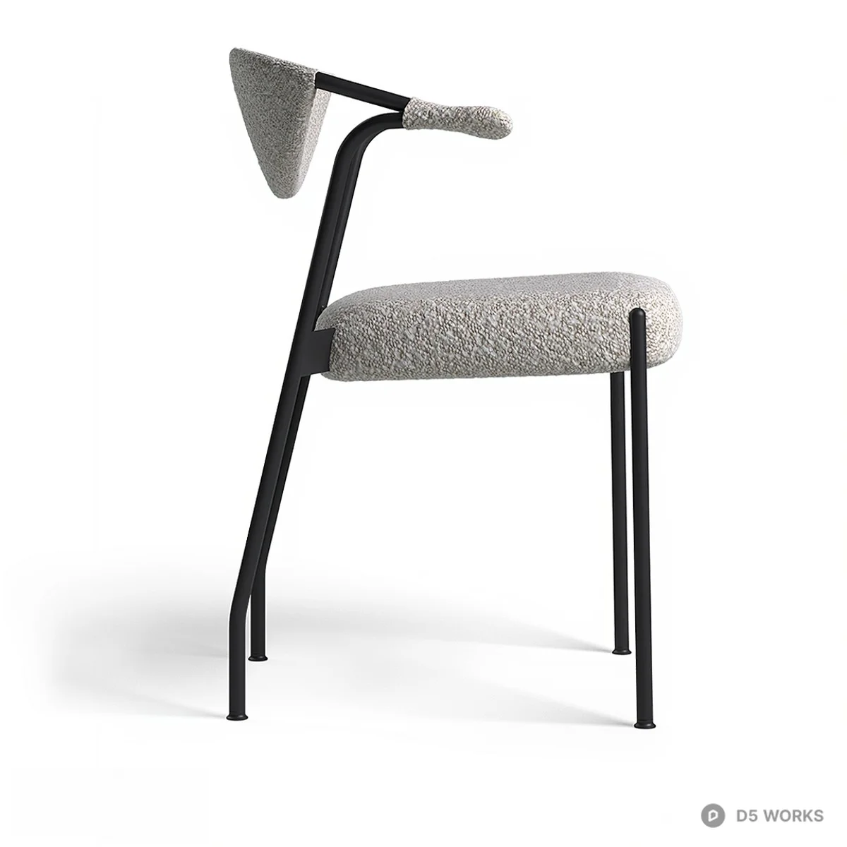 Textured Upholstered Metal Frame Lounge Chair 3d model thumbnail 3
