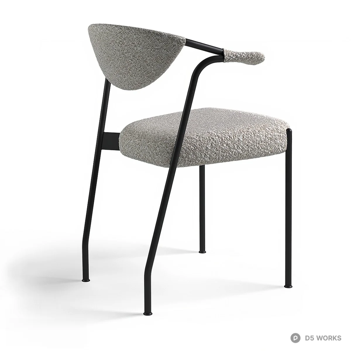 Textured Upholstered Metal Frame Lounge Chair 3d model thumbnail 2