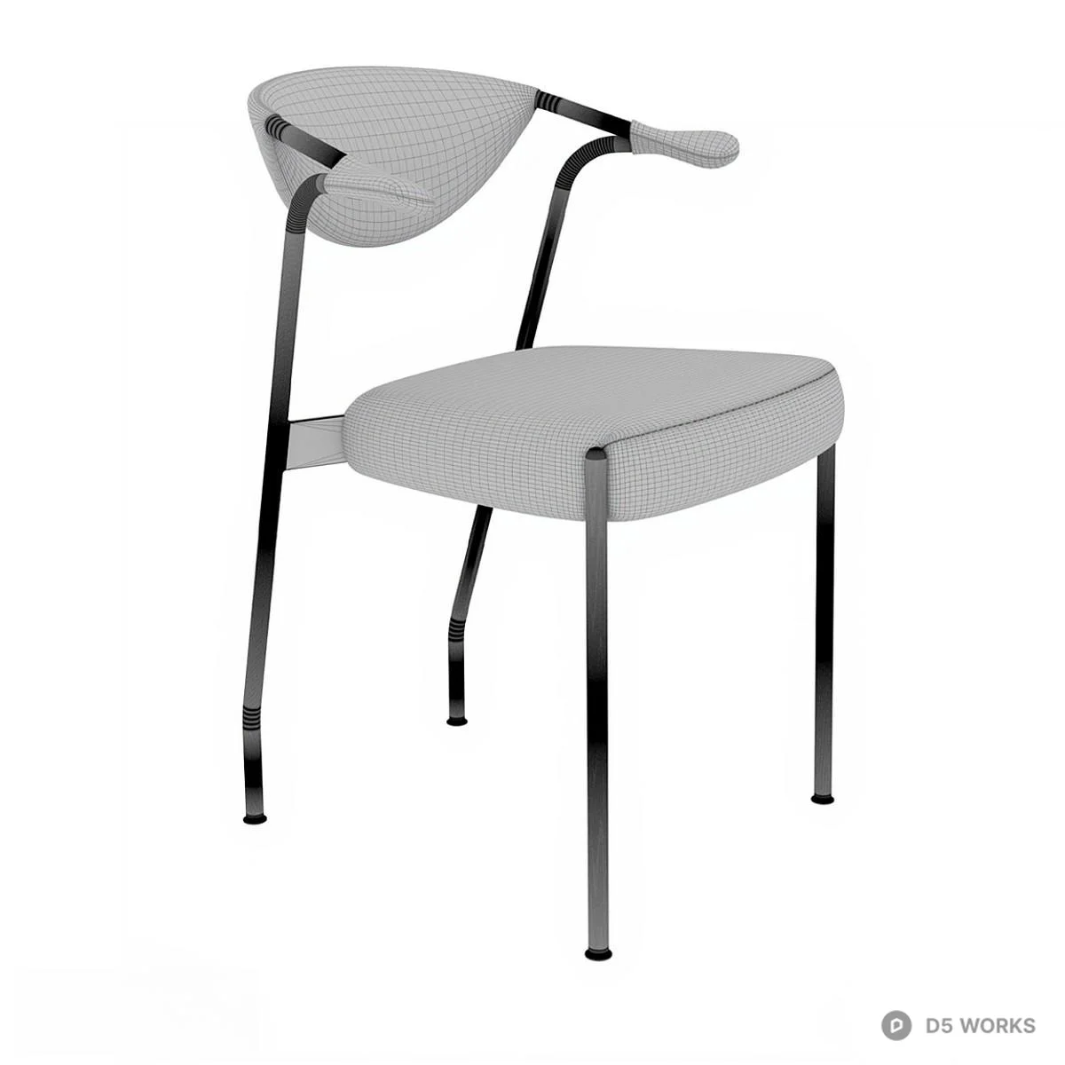 Textured Upholstered Metal Frame Lounge Chair 3d model thumbnail 4