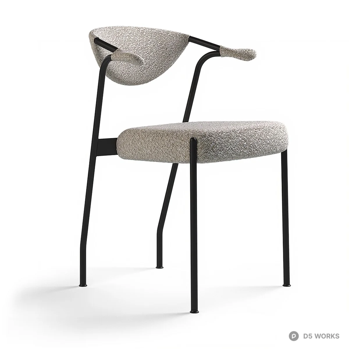Textured Upholstered Metal Frame Lounge Chair 3d model - Image 1