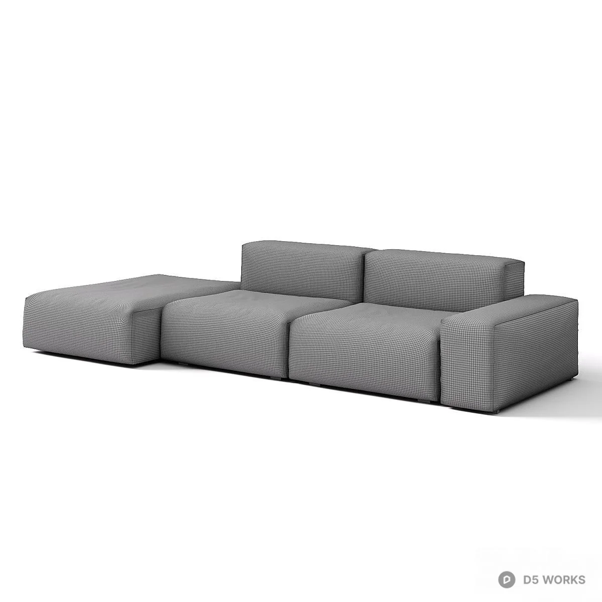 Modular Gray Fabric Sectional Sofa 3d model thumbnail 4