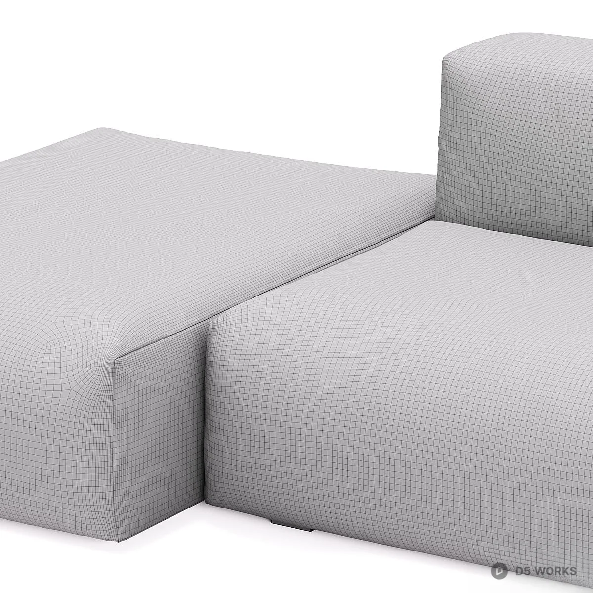 Modular Gray Fabric Sectional Sofa 3d model thumbnail 3