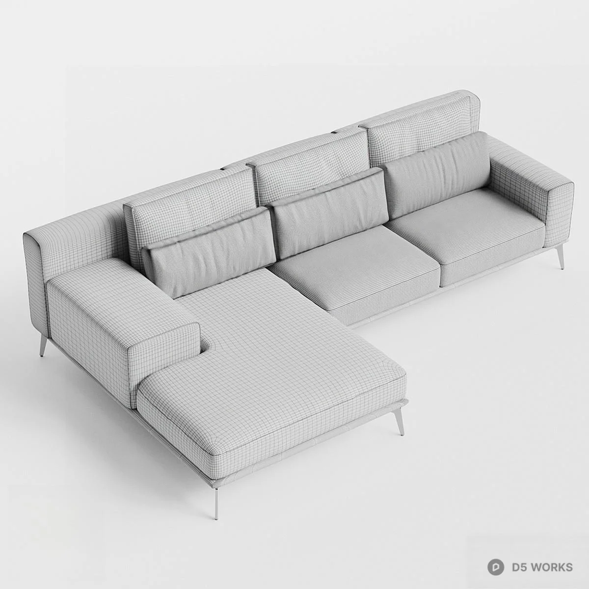 Minimalist Brown Sectional Sofa 3d model thumbnail 4