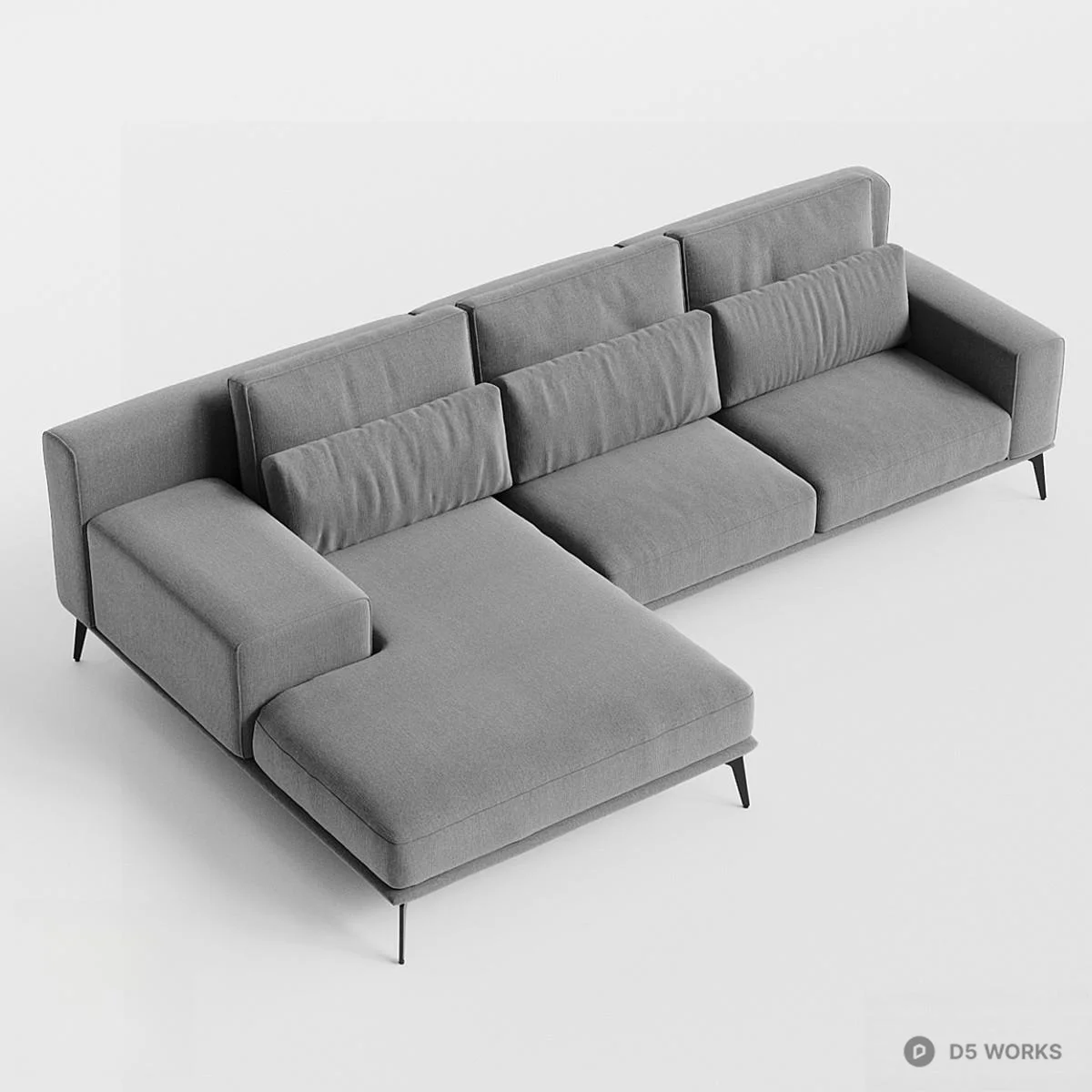 Minimalist Brown Sectional Sofa 3d model thumbnail 3