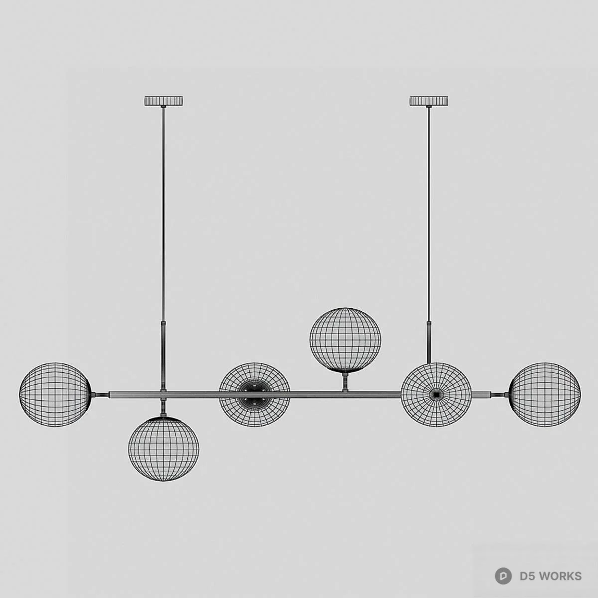 Modern Brass Globe Pendant Light 3d model thumbnail 2