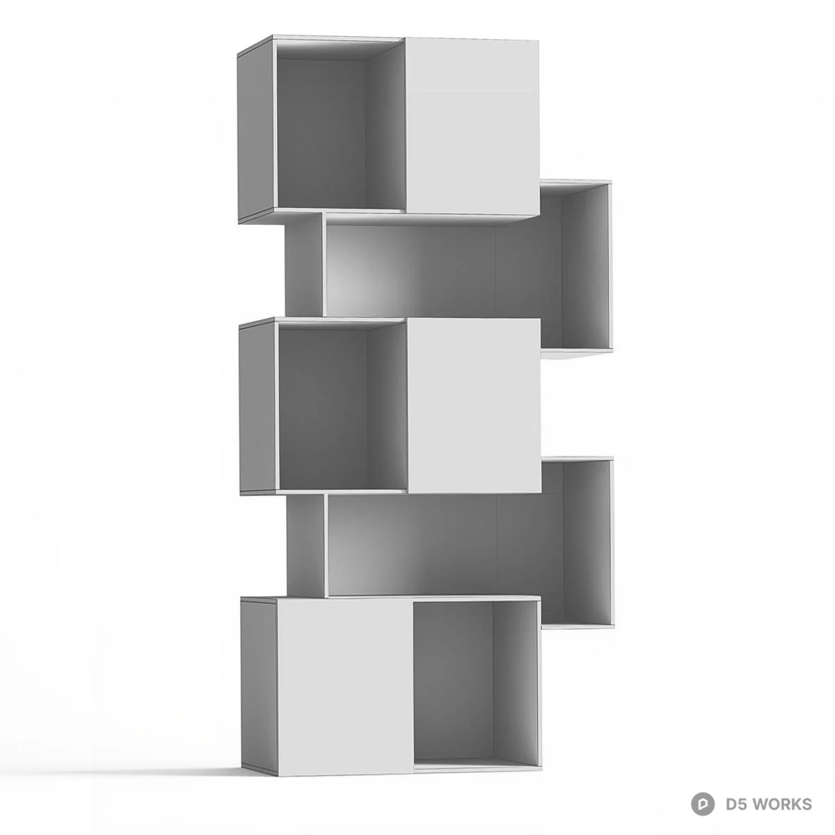 Asymmetrical Wood Grain Modular Shelving Unit 3d model thumbnail 3
