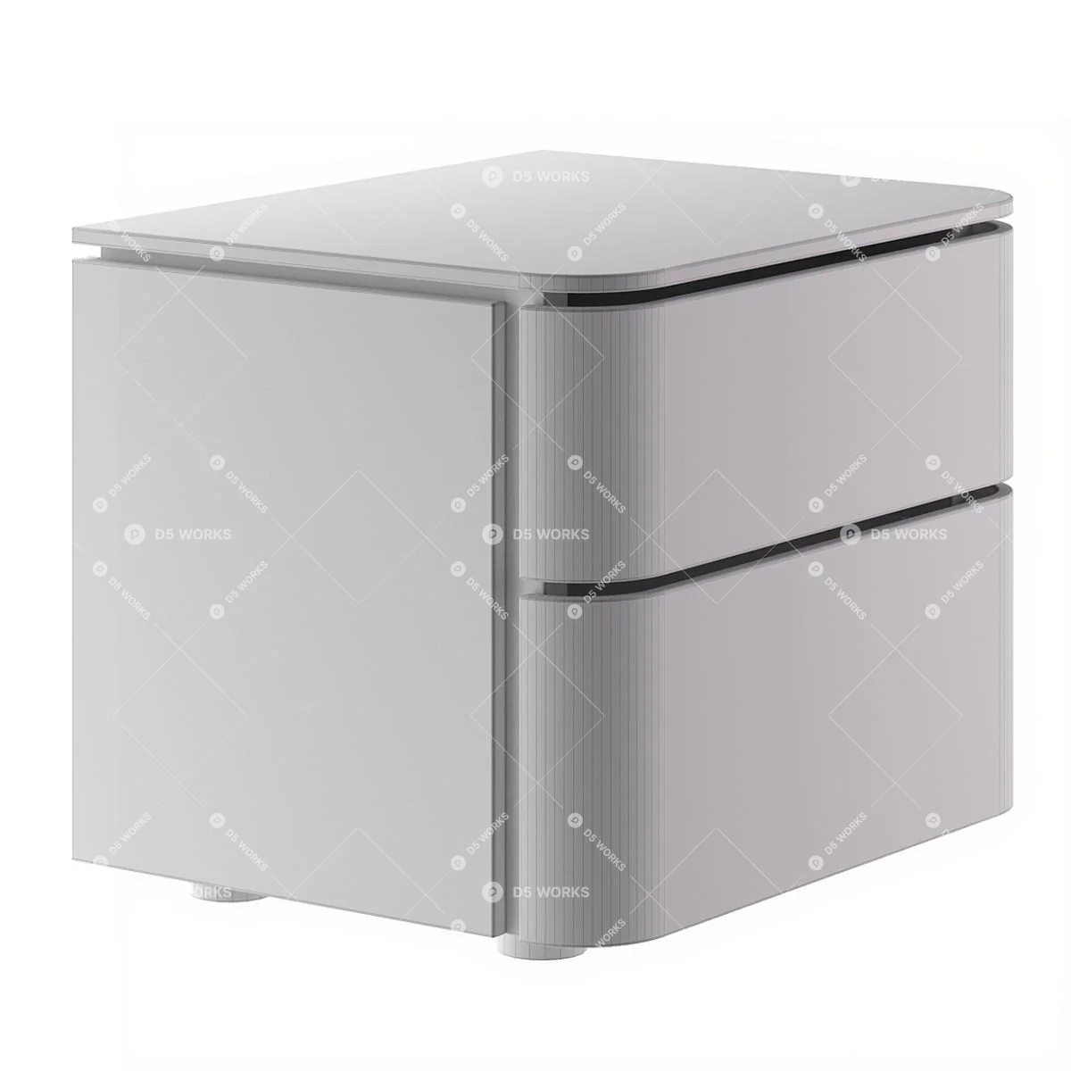 Wooden Bedside table 3d model thumbnail 3