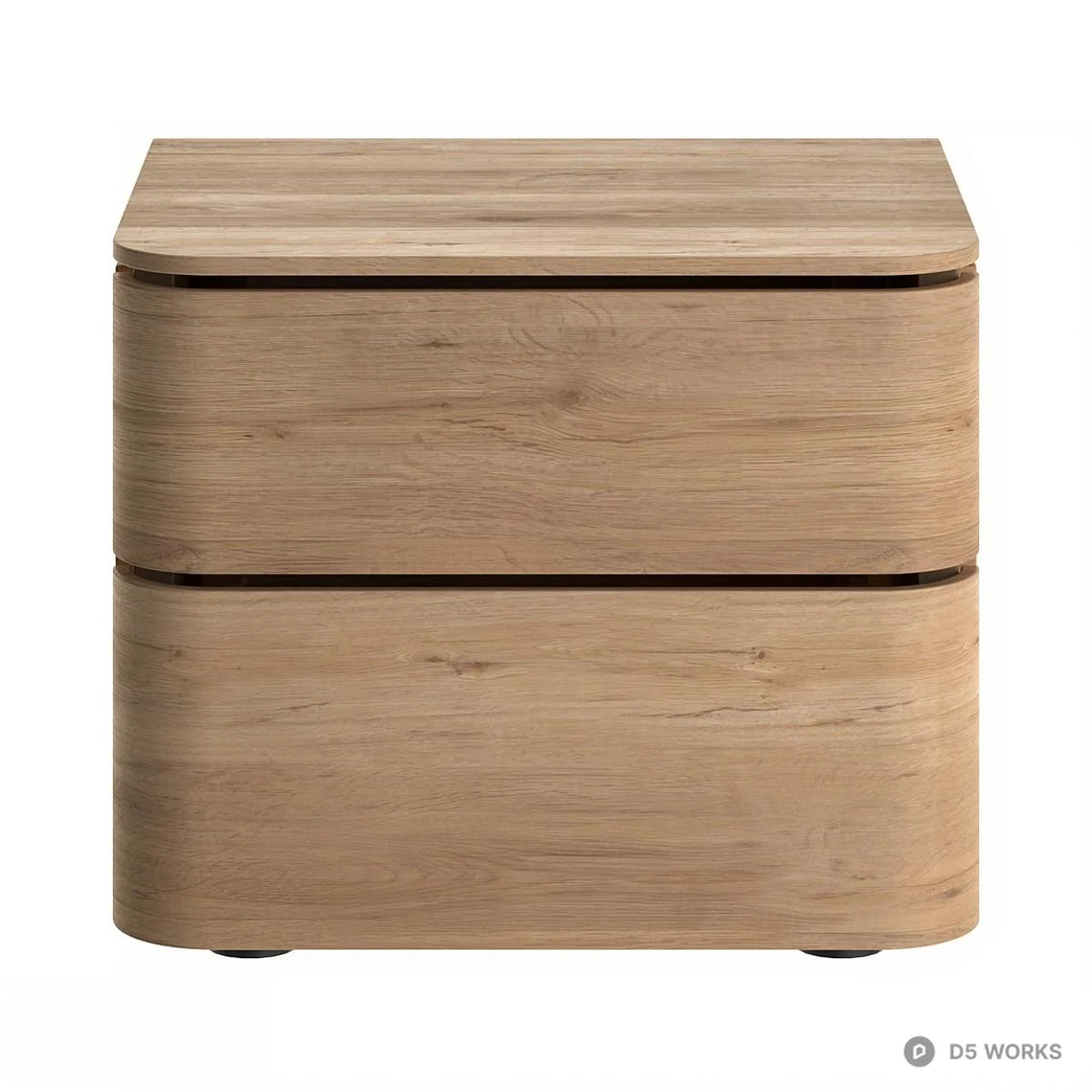 Curved Edge Wooden Bedside Cabinet 3d model thumbnail 2